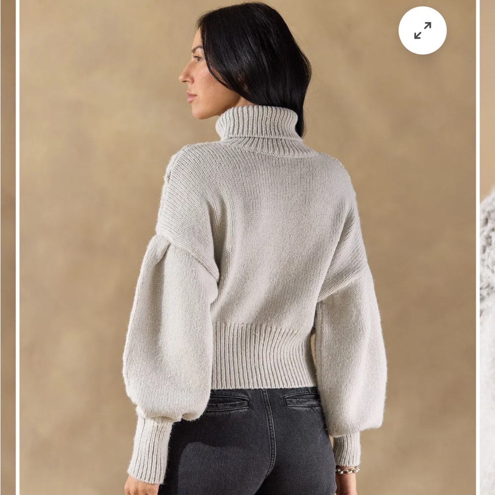 Sundance Cream/Grayish Textured Caroline Turtleneck Sweater - Picture 2 of 6